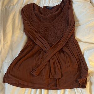 American Eagle Outfitters Brown Long Sleeve Top